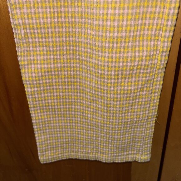 FREE PEOPLE In My Feelings Crop Boot Pants L Check Yellow Cotton Blend Pullon - Picture 4 of 11